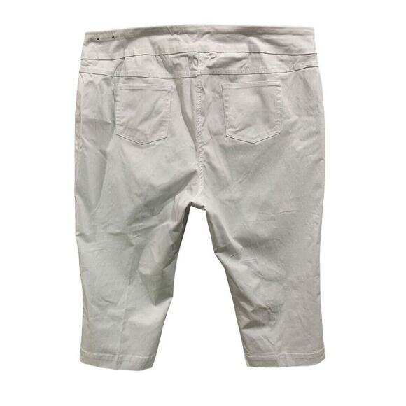Size 20W Slim-Sation Womens Off White Pull On Pants Crop Capri Stretch Fabric - Picture 6 of 8